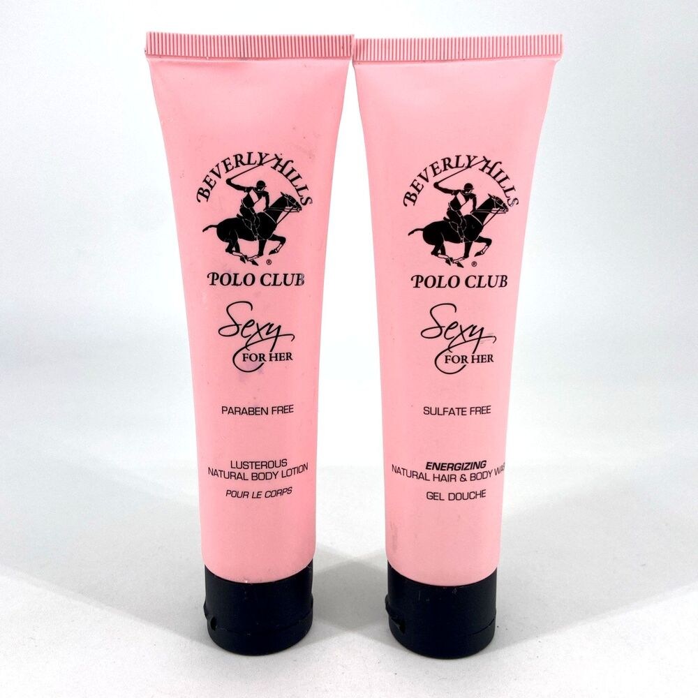 2-Pack BEVERLY HILLS POLO CLUB Sexy For Her Natural Body Wash & Lotion 3.3oz NEW
